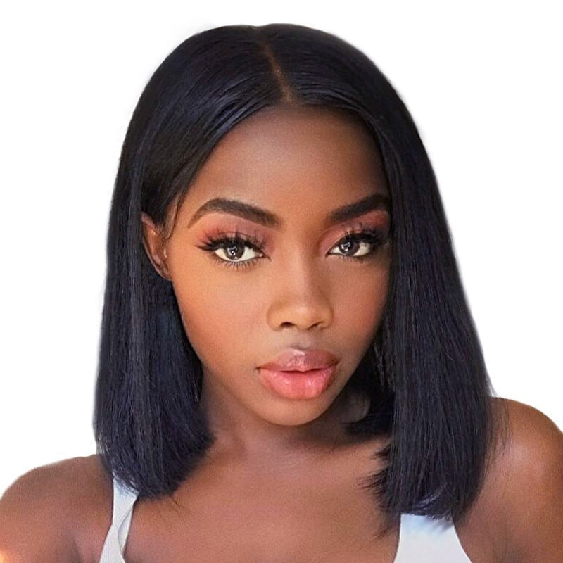 Droite Courte Bob Perruque 13x4 HD Lace Front Perruques Couleur Naturelle Blonde Vin Rouge Brun pour Femme Noire