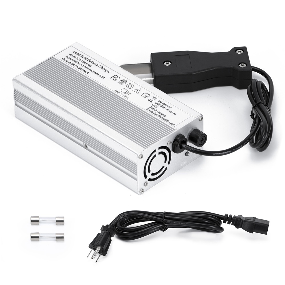 Chargeur de batterie au plomb 36V 5A avec prise tension d'entrée nominale pour tous les chargeurs de batterie de chariot de golf 36V AC 100-120V 50/60Hz 2.5A PQY-KG59