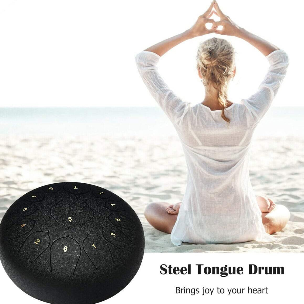 Music Drum 13 Tone 12 Inch Steel Tongue Drum Handpan Percussion Yoga Instrument Adatto principianti con borse da viaggio