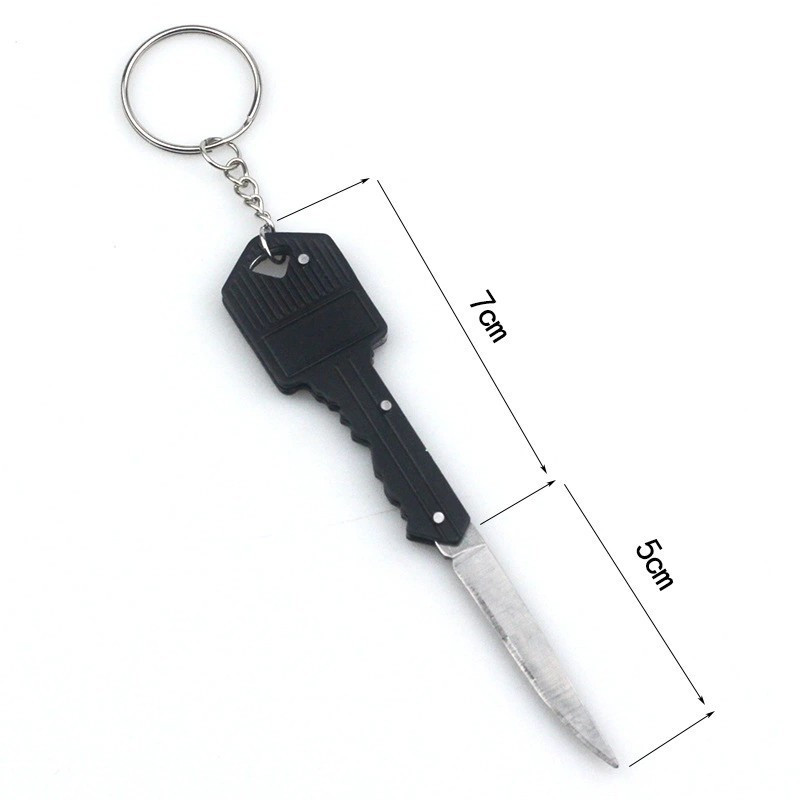 미니 접는 나이프 열쇠 고리 10 색 방어 열쇠 고리 열쇠 모양 포켓 과일 나이프 다기능 도구 열쇠 고리가있는 자기 방어 열쇠 고리 포켓 나이프