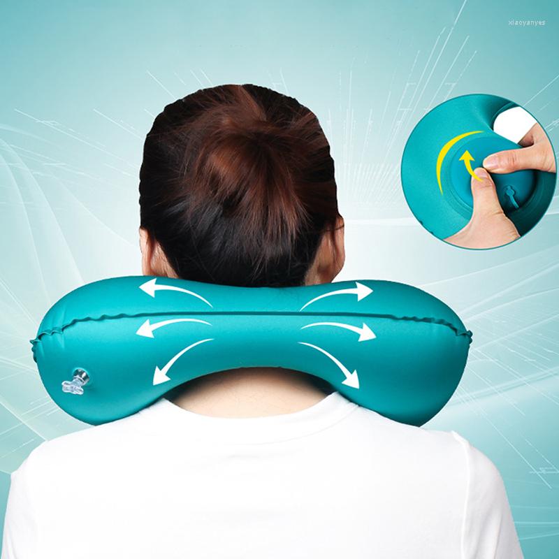 Pillow draagbare duurzame reiskussens opblaasbaar super licht nek u-vorm automatische cervicale wervelkol
