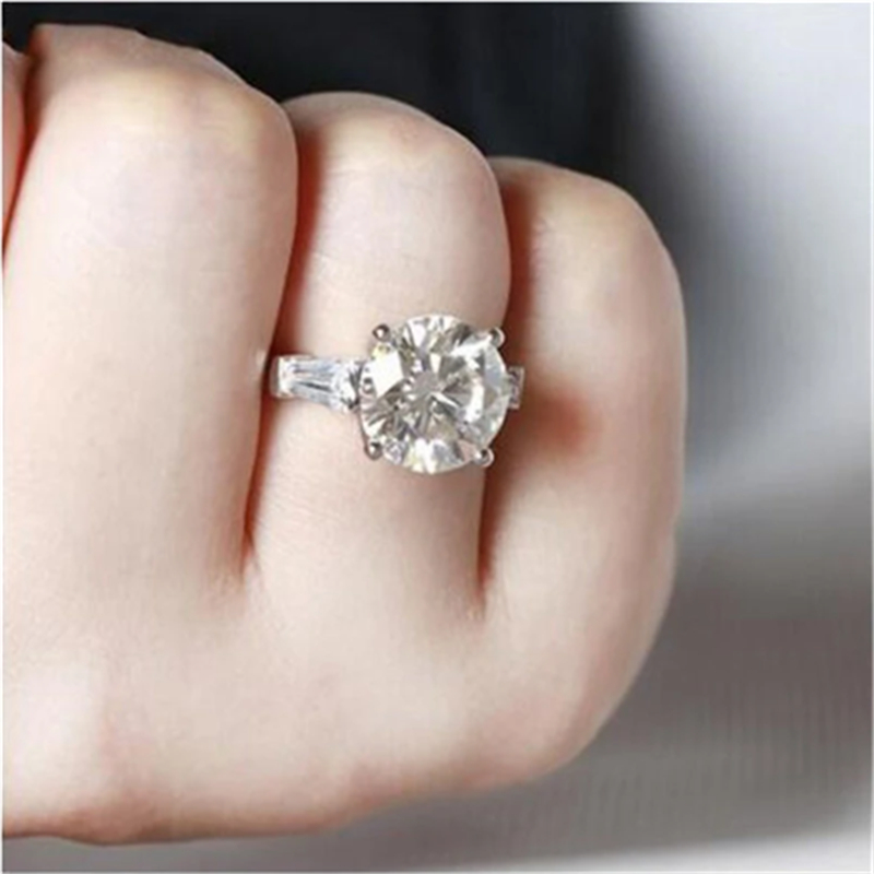 Fv9i Anneaux De Mariage Solitaire 4ct Lab Diamant Cz Bague En Argent Sterling 925 Promesse Bande De Fiançailles pour Femmes Hommes Beaux Bijoux De Fête