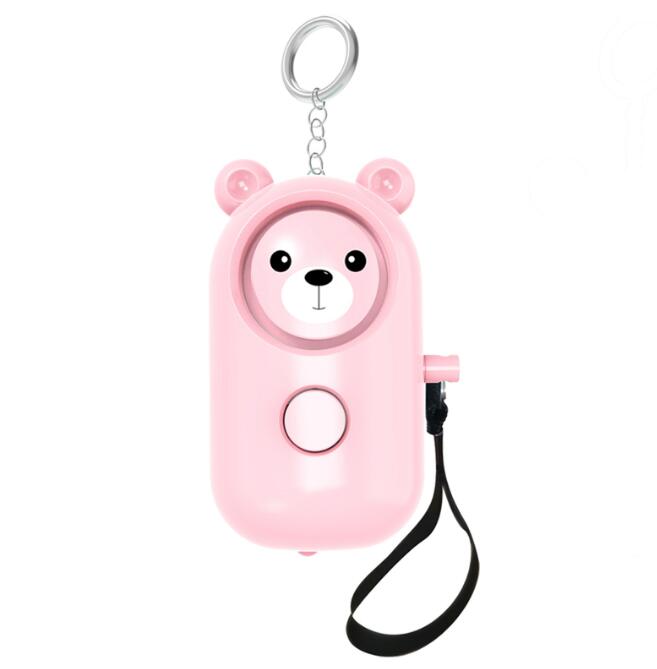 130DB ABS Bear Alarm Keychains Personal LED Flashlight Self Defense Keyrings Safety Security Alert Device Key Chain for Women Men Kids Elderly