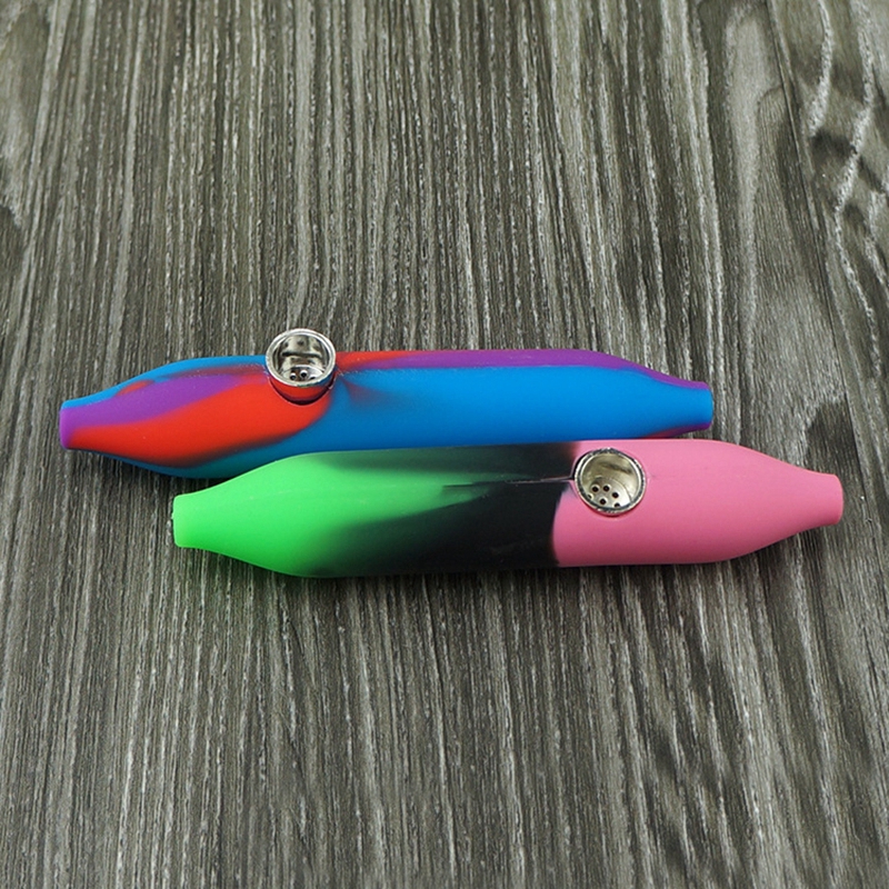 Latest Colorful Silicone Pipes Portable Ball-point Pens Style Innovative Handpipes Hand Smoking Dry Herb Tobacco Metal Filter Screen Spoon Bowl Easy Clean DHL