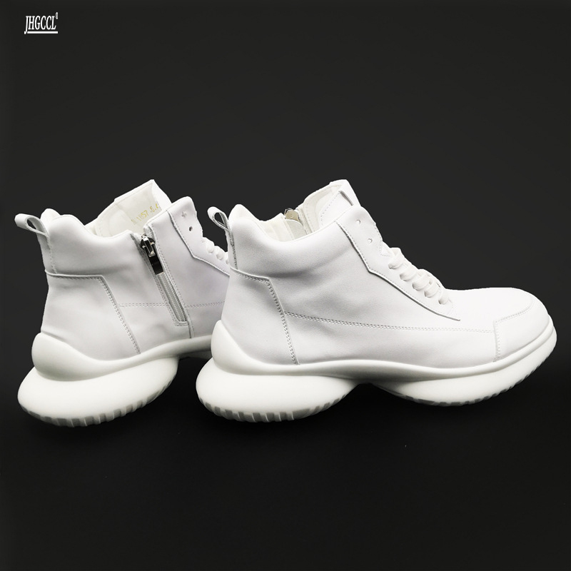 Nieuwe witte sneakers laarzen laarzen heren high top kleine witte schoenen dikke zolen om herenschoenen te vergroten hiphop trend casual schoenen a20