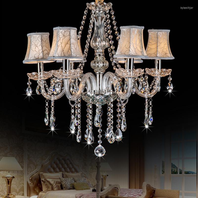 Żyrandole nowoczesne klasyczne kryształ 6 świateł żyrandol salon dekoracja sypialni el villa miękka sufit lampa wisiorka