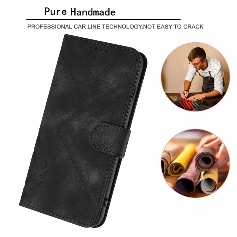 Unique Wallet Leather Cases For Iphone 15 14 Plus 13 Pro Max 12 11 X XR XS 8 7 6 Lines Fashion Business Skin Feel Hand Feeling Card Slot Flip Cover Kickstand Pouch Strap