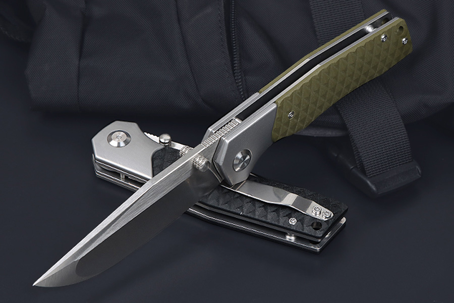 HOT M6718 Strong folding Knife D2 Satin Drop Point Blade G10 med rostfritt stålplåthandtag Bollbärande snabbt öppna EDC Pocket Knives 2 Handle Colors