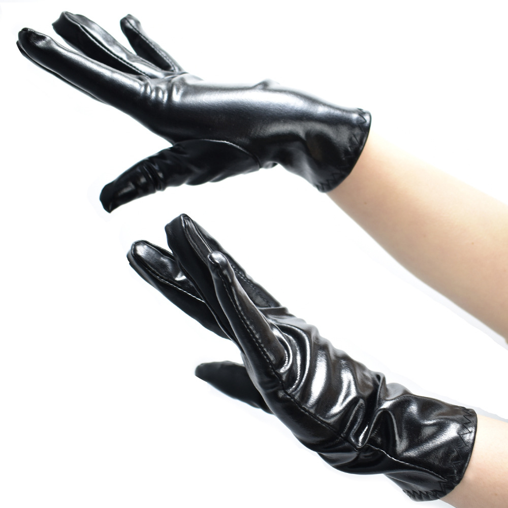 Fashion Punk Patent Leather Gloves Dance Stage Performance Etiketthandskar