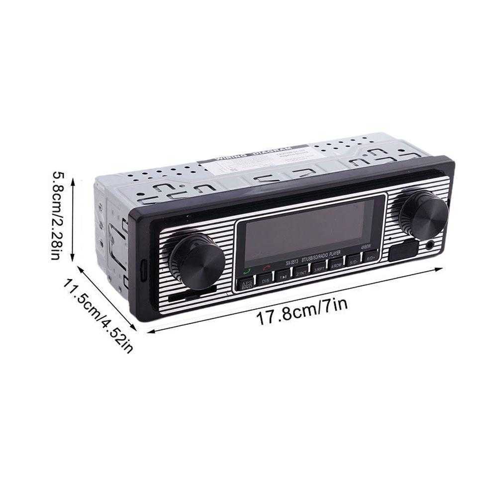 Novo bluetooth rádio do carro do vintage duplo botão mp3 player sintonizador fm estéreo usb aux carro clássico retro receptor de áudio alto-falante acessórios