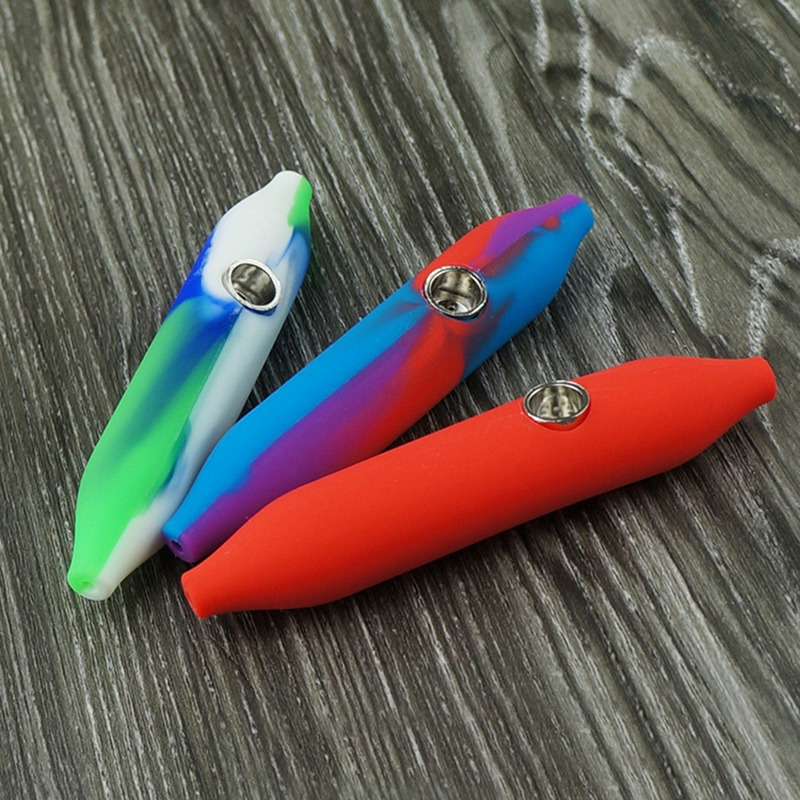 Latest Colorful Silicone Pipes Portable Ball-point Pens Style Innovative Handpipes Hand Smoking Dry Herb Tobacco Metal Filter Screen Spoon Bowl Easy Clean DHL