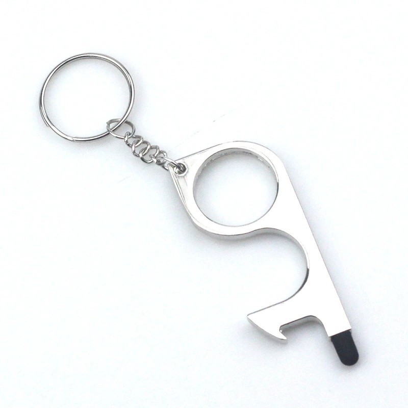 Zelfverdediging sleutelhanger mannen en vrouwen touchscreen edc multifunctionele deuropener sleutelhanger designer deuropening anti-contact deur artefact sleutelhanger accessoires