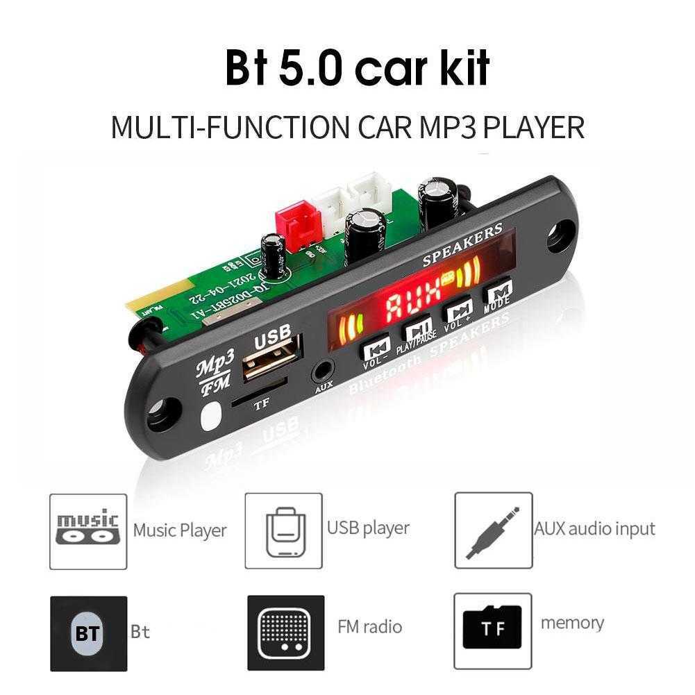 Новый новый Bluetooth 5.0 MP3 -плеерная плата декодера FM Radio TF USB 3,5 мм модуль Aux Music Receiver Car Kit Audio усилитель