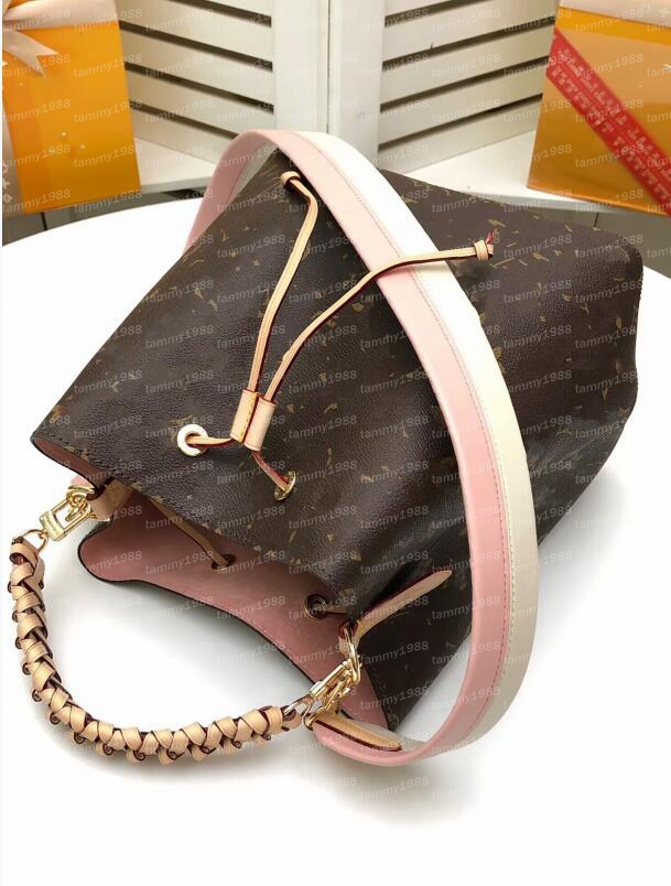 NEONOE Designer Shoulder Bags Bucket Handbags Crossbody Drawstring Bag N40344 Fashion Shopping Handbag No Box 10A Quality With Dust Bag Brown flower