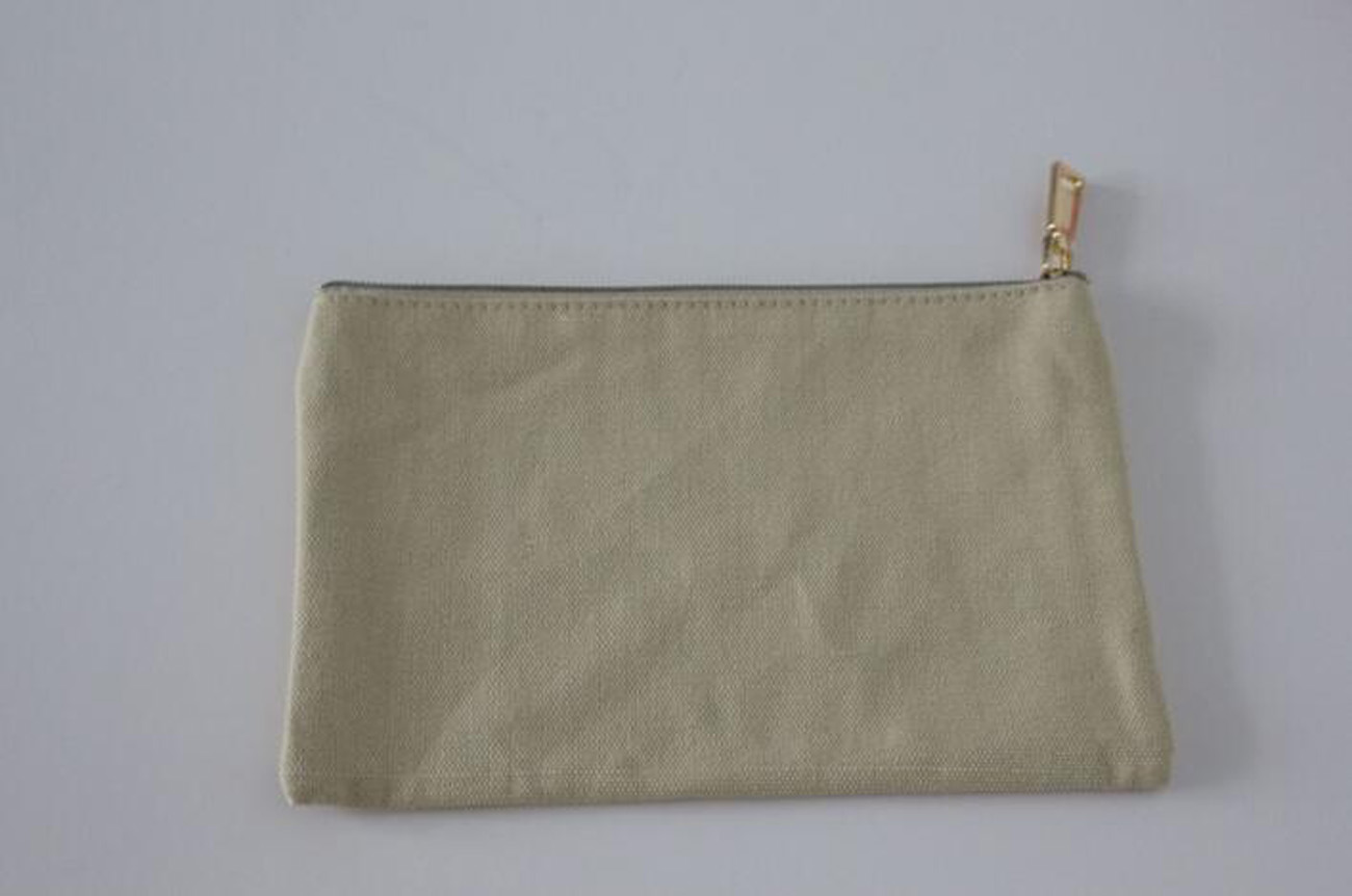 Cell Phone Pouches Blank 16oz Canvas Large Capacity Cellphone Cosmetic Bag With Gold Zipper Mix Color