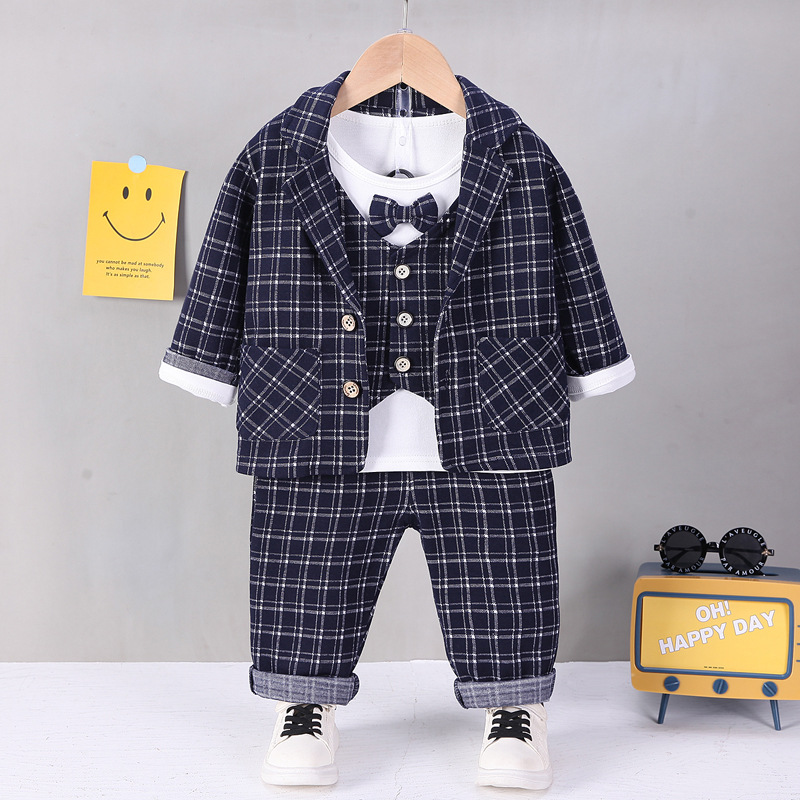 男の子の服セット子供服スーツ秋の子供紳士スタイルのコートTシャツパンツ/セット幼児衣装スーツ