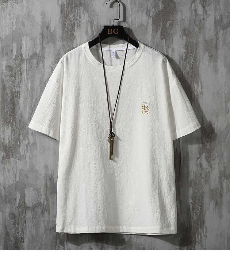 Camisetas masculinas Camiseta de algodão de linho 2023 roupas masculinas cor sólida harajuku camise