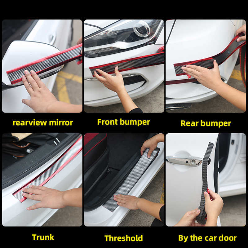 Nieuwe 1 meter koolstofvezel rubberen gietstrook rubber voor autodeur pedaal trim bumper diy deur dorpel beschermer rand bewaker auto styling