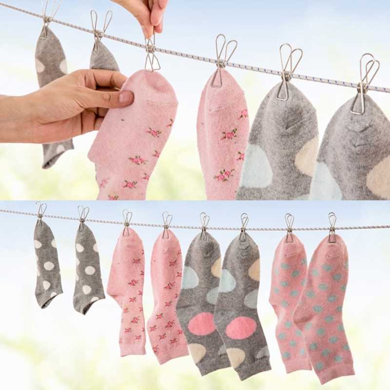 20 pièces pince à linge coupe-vent polyvalente en acier inoxydable de qualité Marine pinces de suspension en métal pour vêtements serviettes chaussettes