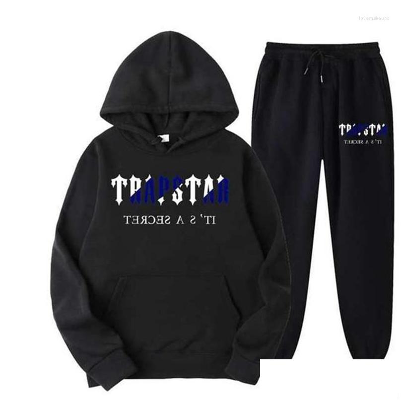 Herr t-shirts herrar t shirts 2022 varumärke trapstar tryckt sportkläder män 15 färger varma två stycken set lös hoodie tröja joggin dhcsa j2ym