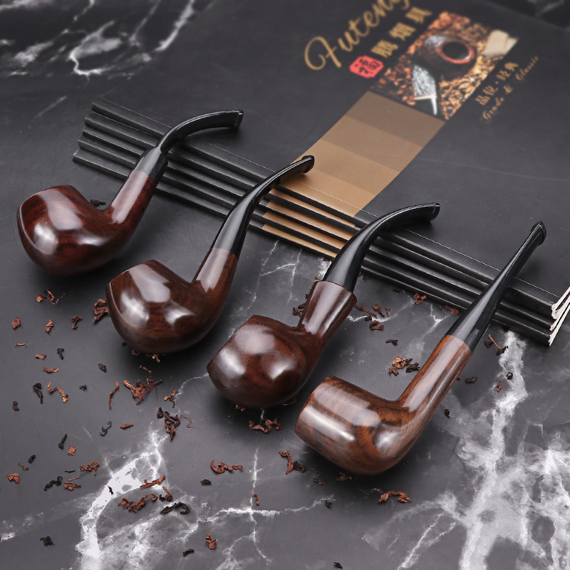 Smoking Pipes Classic ebony free style pipe can be replaced with a 9mm flue filter solid wood pipe