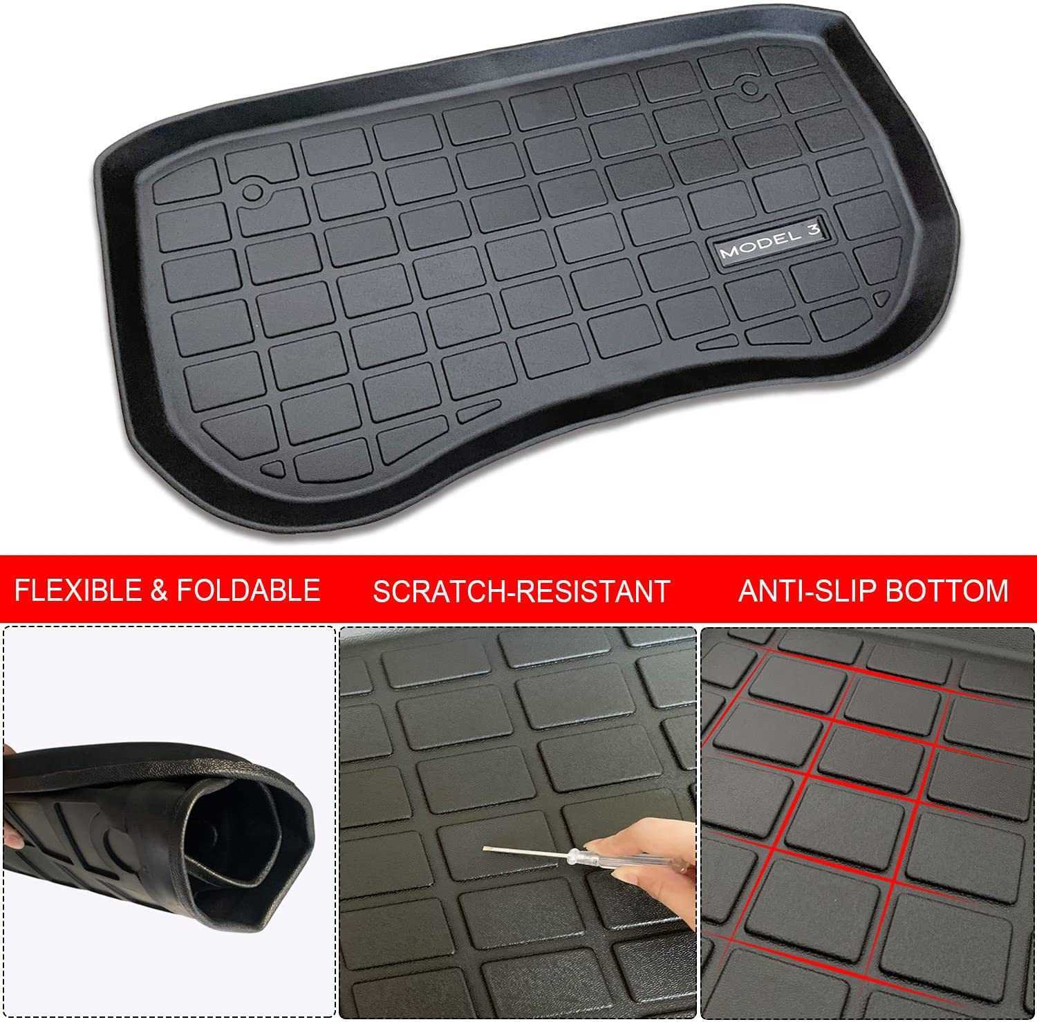 Nouveaux tapis de coffre étanches pour Tesla modèle 3 2017-2022 tapis de rangement de coffre arrière de voiture personnalisé plateau de chargement tapis de protection de coffre