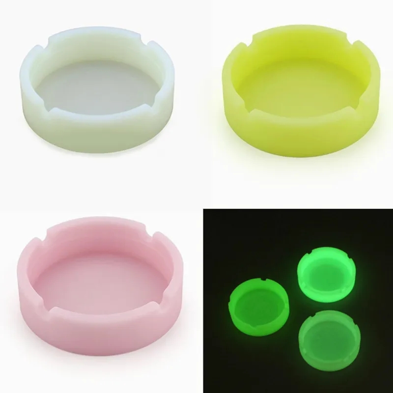 8 cm ménage rond silicone cendrier lumineux couleur pure camouflage caoutchouc silicone incassable pliable fumer herbe porte-tabac cigarette cendrier conteneur