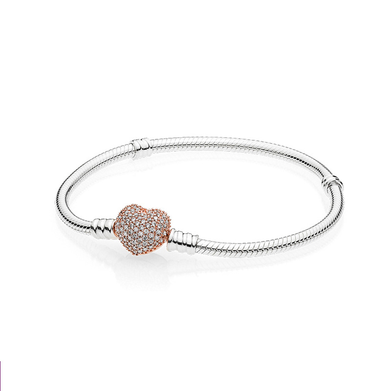 925 libras de prata Novo charme de moda Original Pandora Bracelet, pulseira de prata conjunto com pulverização de óssea de óssea de árvore genealógica amor