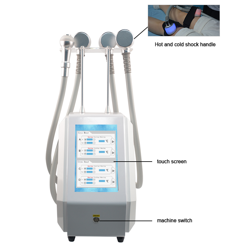 4 hanterar kylning av termisk kroppsskulptering Cryo Therapy Fat Burning Slant Machine