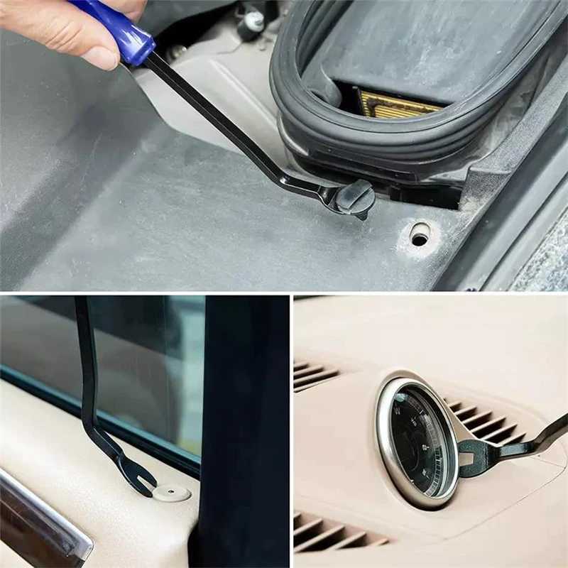 Nytt rostfritt stål Hållbart två-slutt avlägsningsnivå Pry Tools Door Panel Audio Terminal Fastelen Remover Car Trim Removal Tool