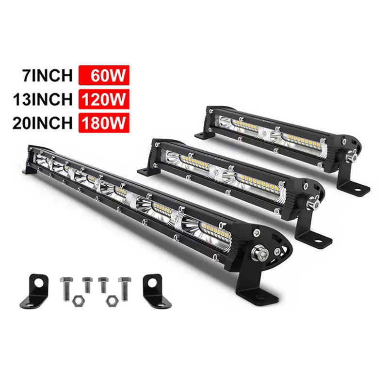 Neue 7/14/20 Zoll LED-Arbeitsleuchte, ultradünne einreihige LED-Lichtleiste, geeignet für Off-Road-4x4-Jeep-LKWs, Traktor-Nebelscheinwerfer