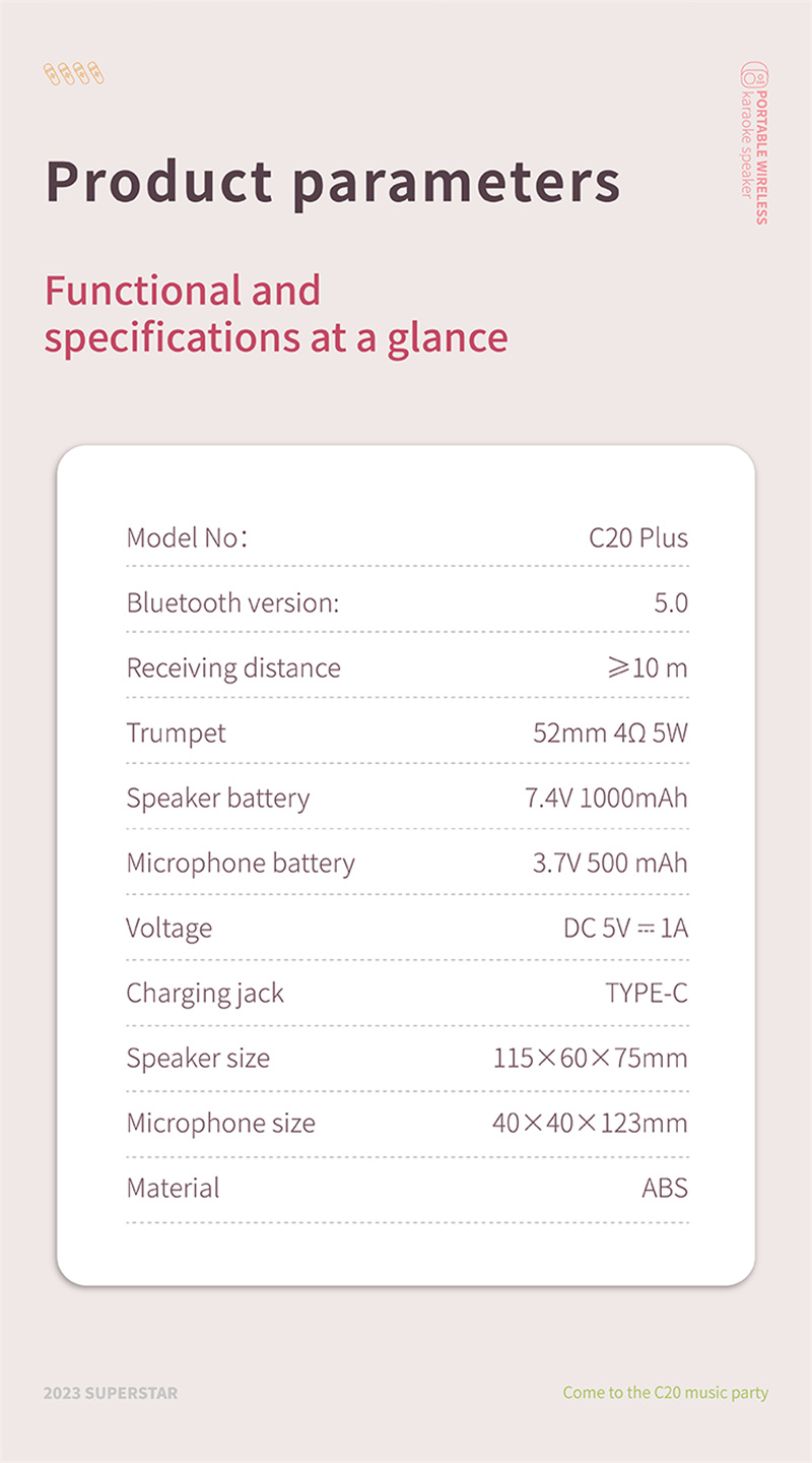 Haut-parleur Bluetooth sans fil portable intelligent multifonctionnel avec microphone à main Prise en charge du microphone Carte TF Petite famille KTV Song Machine Subwoofer Outdoor