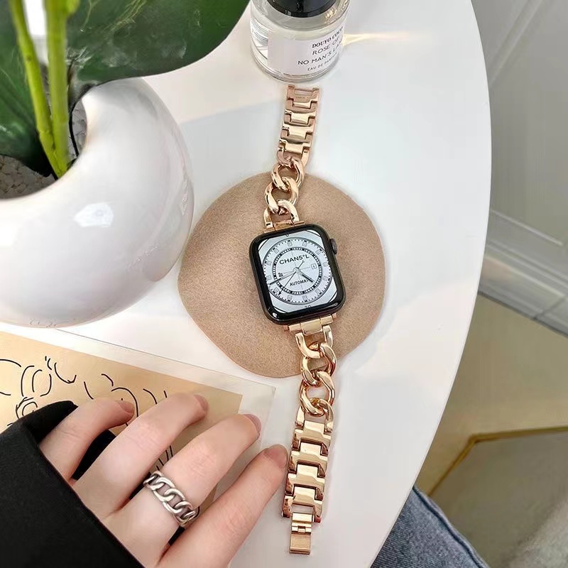 Bracelet de luxe à la mode pour Apple Watch Series 8/7/6/5/4/3/2/SE Acier inoxydable IWatch Ultra Strap 41mm 45mm 40mm 44mm Bracelet Accessoires