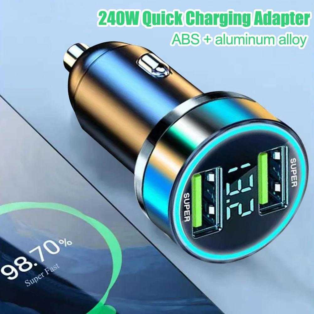 New 2 Port Super Fast Usb Car Charger for Iphone 14 Pro Max 13 12 11 Oneplus Huawei Oppo Samsung 240w Quick Charging Adapter