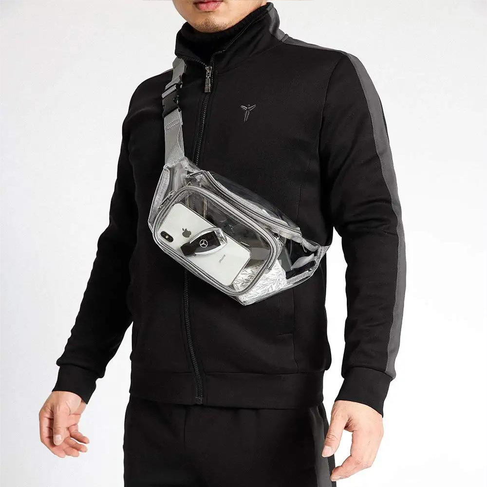 Sports Waist Pack PVC Transparent Waterproof Jogging Fitness Fanny Pack Bag for Cellphone Earphone Keys Storage Chest Pack