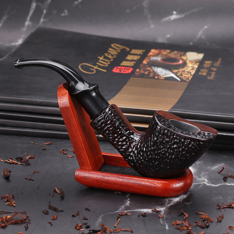 Smoking Pipes Classic ebony free style pipe can be replaced with a 9mm flue filter solid wood pipe