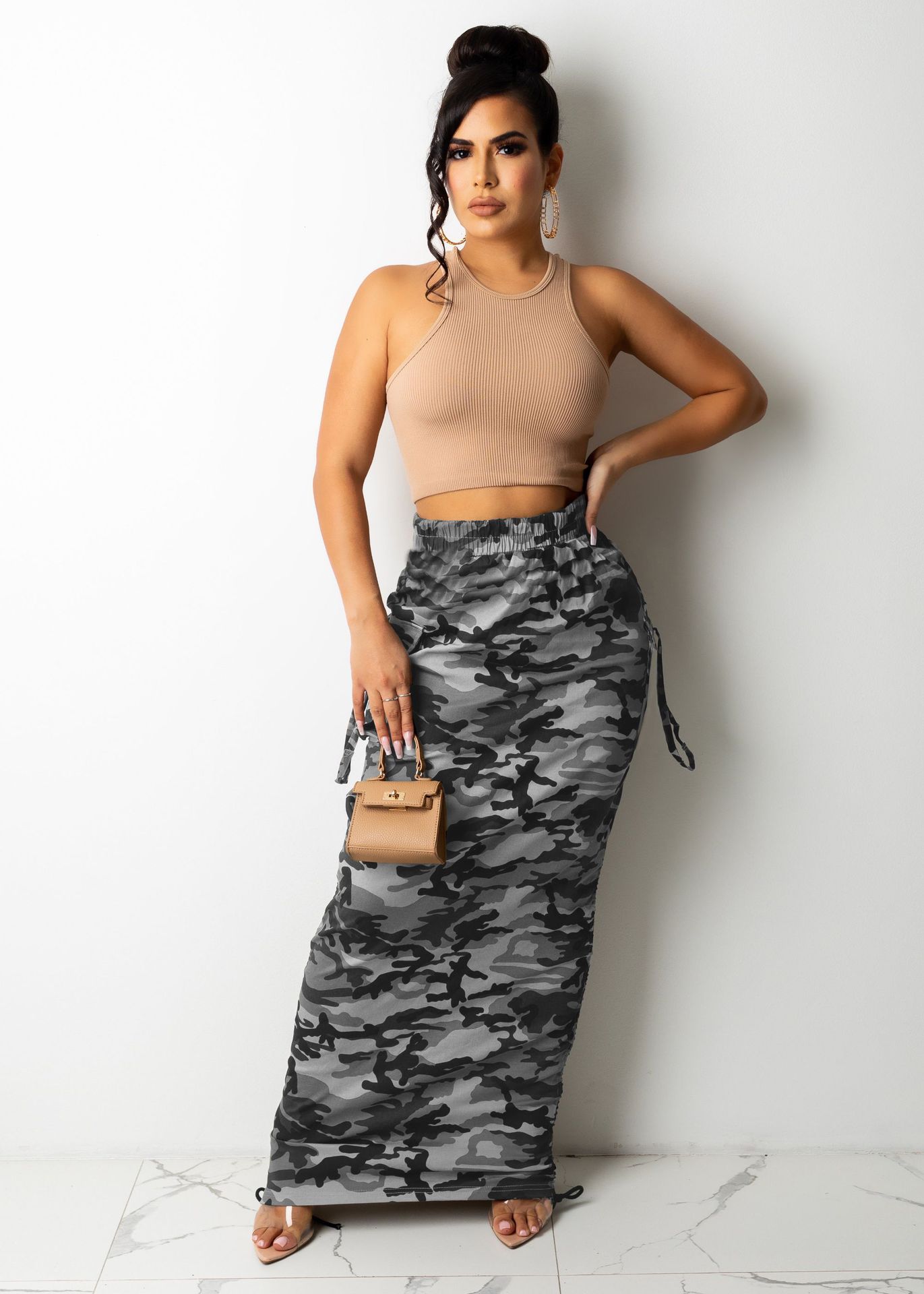2023 summer new women's recommended fashion camouflage print skirt