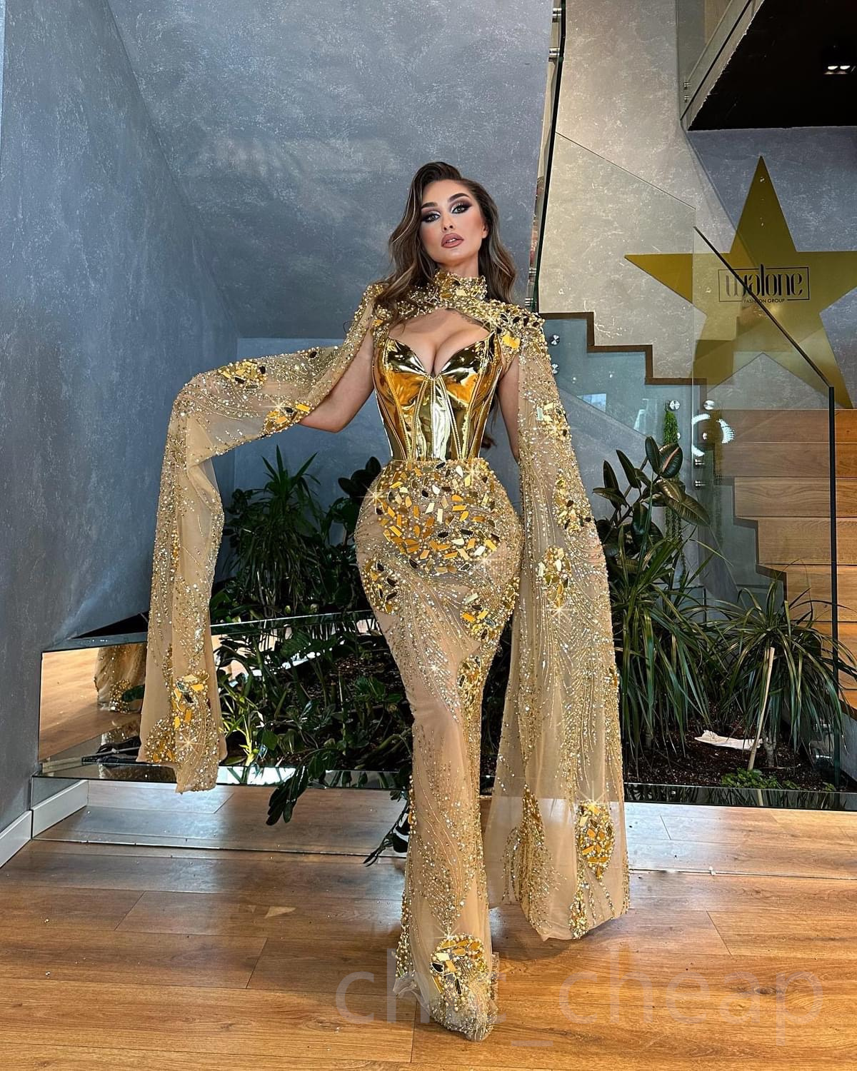 2023 May Aso Ebi Gold Mermaid Prom Dress Crystals Beaded Luxurious Evening Formal Party Second Reception Birthday Engagement Gowns Dress Robe De Soiree ZJ271