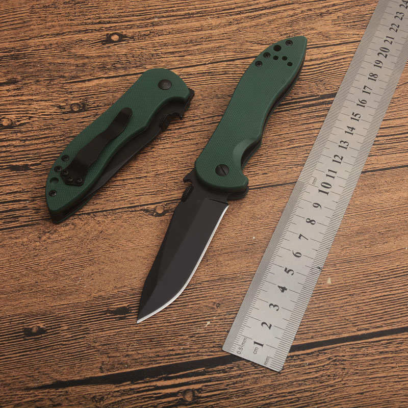 Specialerbjudande KS6074 Pocket Folding Knife 8Cr13Mov Titanium Coating Drop Point Blade G10 med rostfritt stålplåthandtag utomhus campingknivar med detaljhandelslådan