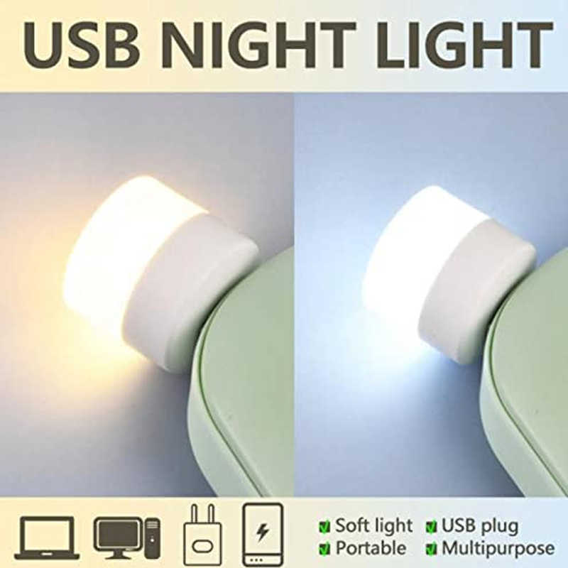 Yeni 5 Pack Mini USB fiş lambası LED Göz Koruması Okuma Işık Bilgisayar Mobil Güç Şarjı USB kitap lambası Yuvarlak Gece Işığı