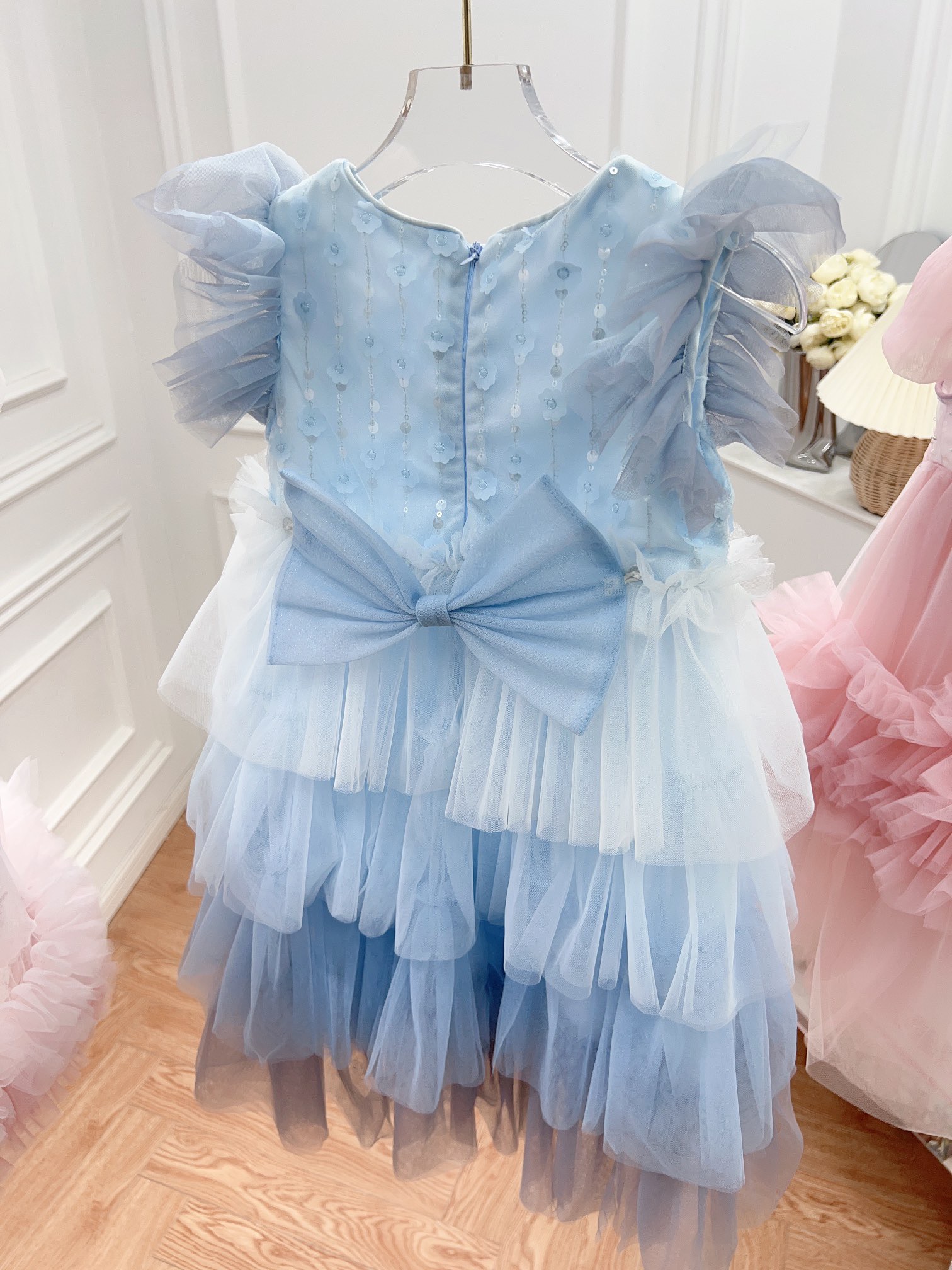 Customized Kids Girls Princess Dress Childrens Girl's Dresses Fashion Summer Petal Wedding Cothes