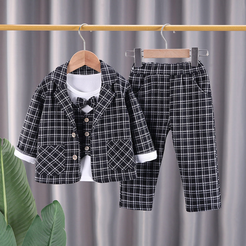 Babyjongenkleding stelt kinderkleding Pakken Autumn Kids Gentleman Style Coats T-shirt broek 3 stksInfant Boys Outfits Suits