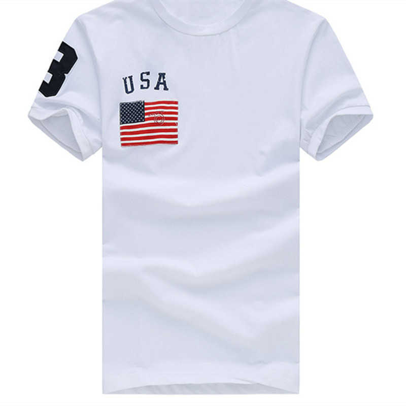 Men's T-Shirts Stlye NEW Hot Sale Classic USA 100%Cotton Big Horse Flag Polo Short Sleeve Men's O-Neck Short Homme High Quality T-Shirt P230516