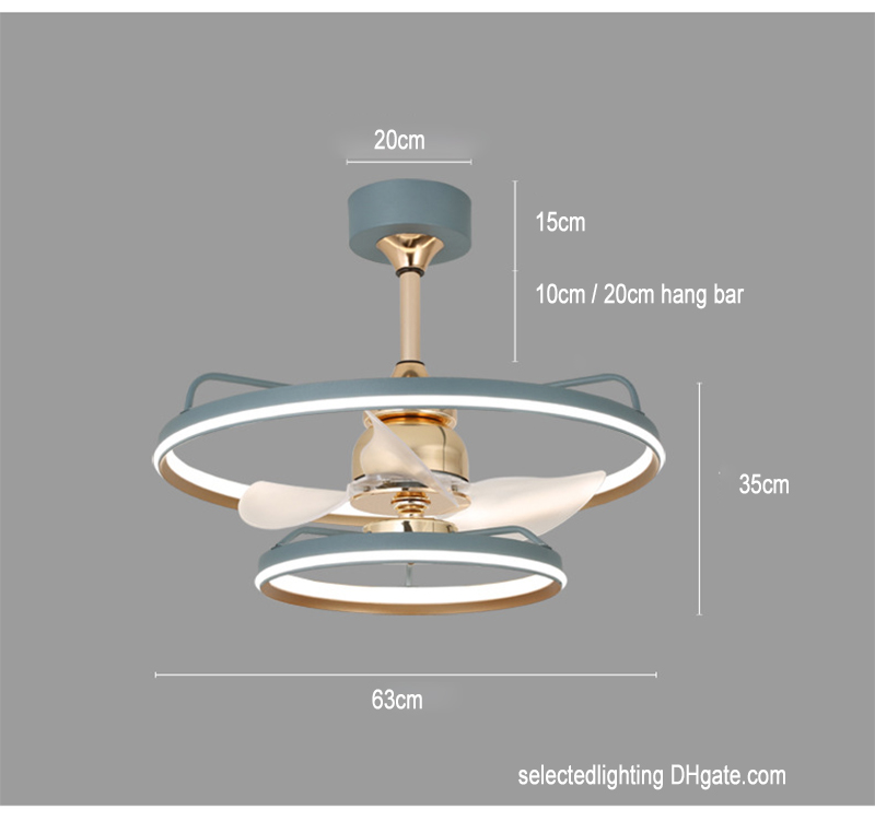 Modern Circle Pendant Light Takfläktar med dimbar ljus dubbel ring hängande ljus för sovrummet vardagsrum 25 tum