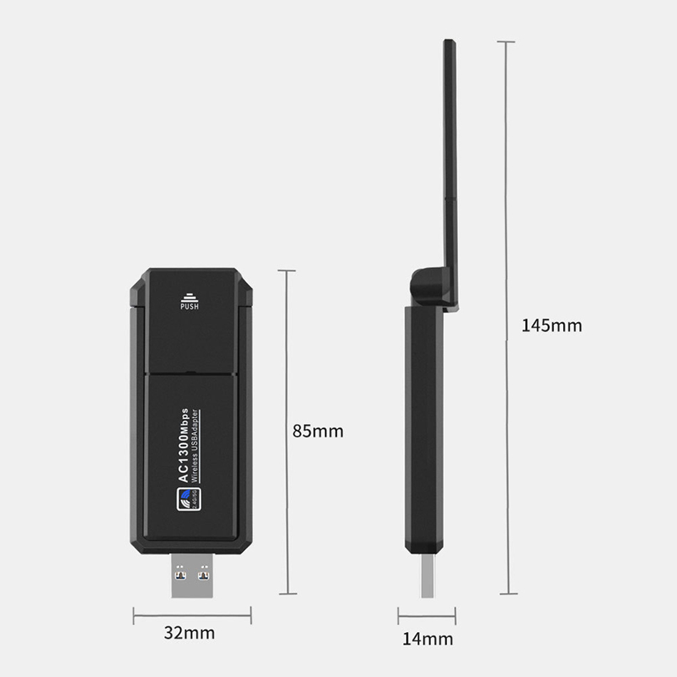 1300Mbps USB WiFi Adapter 2.4G 5GHz Dual Band WiFi Network Card RTL8812BU Trådlös mottagare för PC Desktop Laptop 802.11a/B/G/N/AC