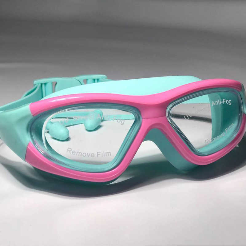 Schwimmbrille für Kinder mit großem Rahmen, beschlagfrei, UV-Licht, Schwimmbrille, komfortable Dichtung, HD-Ohrstöpsel, One P230516