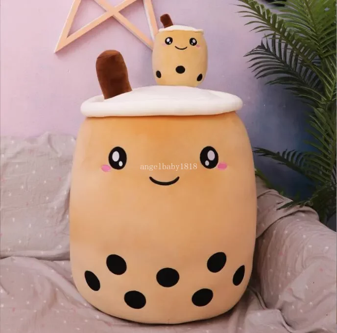 Bubble Tea Plush Toy Stuffed Animal Cute Food Cup Milk Boba Plush Soft Cushion Birthday Gift