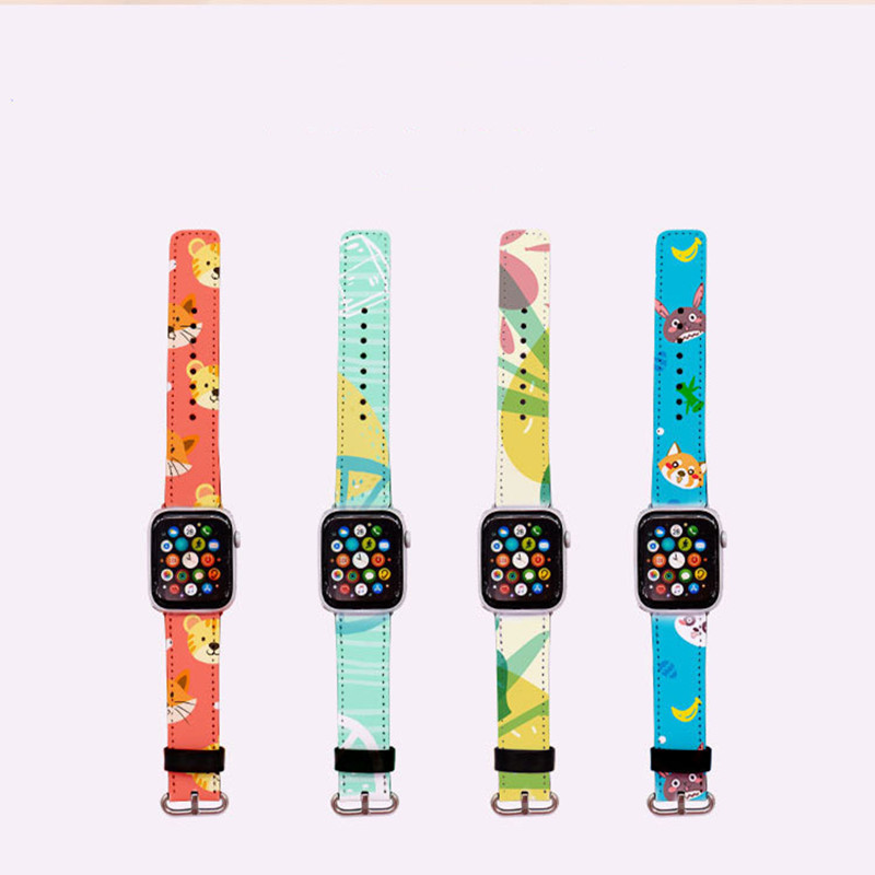 Fars dag sublimering vit tomt vaktband Apple Watch12345 Generation Pu Leather Heat Transfer Printing Watch Strap Gift Ny DIY Anpassad Air B5