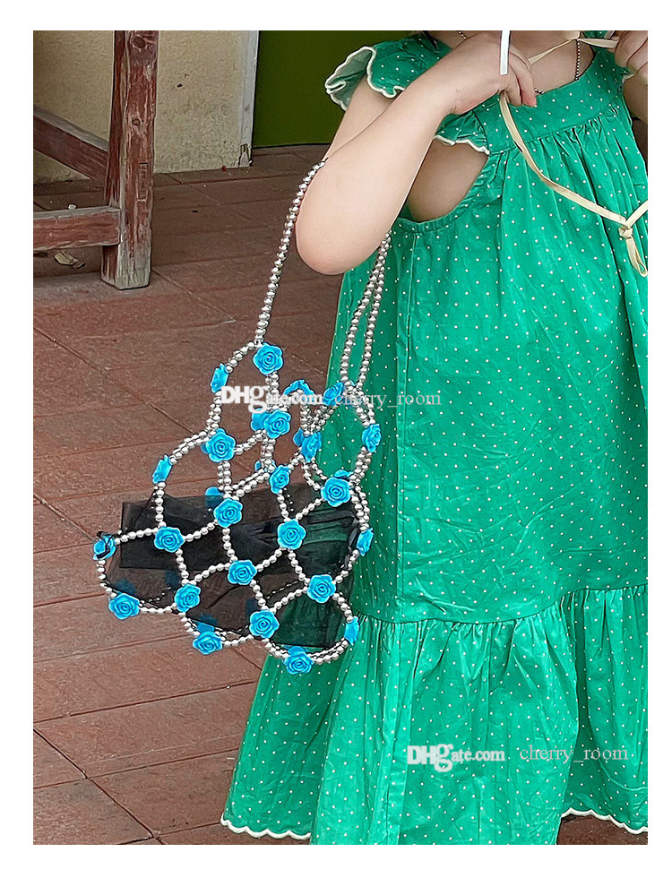 kids Rose Pearl little princess handbags sweet fashion flowers beautiful little girl one shoulder bags summer children crossbody bag F1678