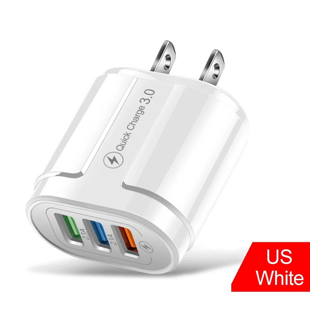 Adaptateur de chargeur mural USB 3 ports 5V 2A Chargeur de téléphone à charge rapide Adaptateur secteur pour Samsung iPhone LG Xiaomi QC3.0 EU US Plug Chargeurs rapides